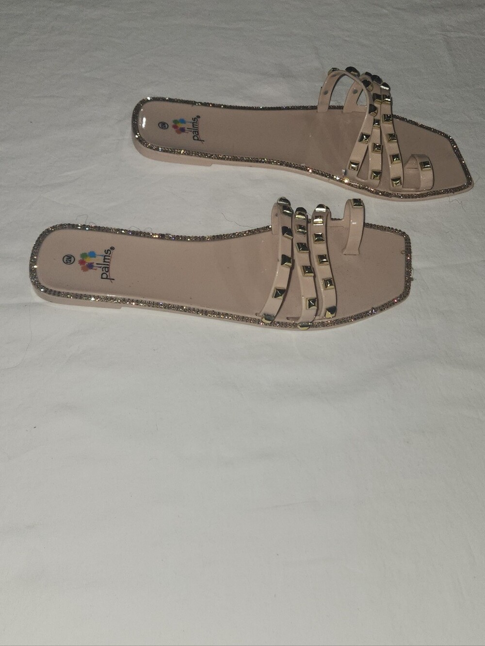 Palms Women's Size 12 Studded Sandals Blush Pink Poolside Beach